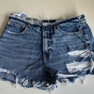 American Eagle Outfitters Blue Jean Shorts Distressed Frayed